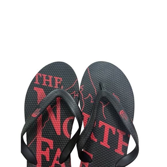 THE NORTH FACE Men’s Flip Flops Black Red All Over Pattern 10 Sandal Beach - Picture 3 of 8
